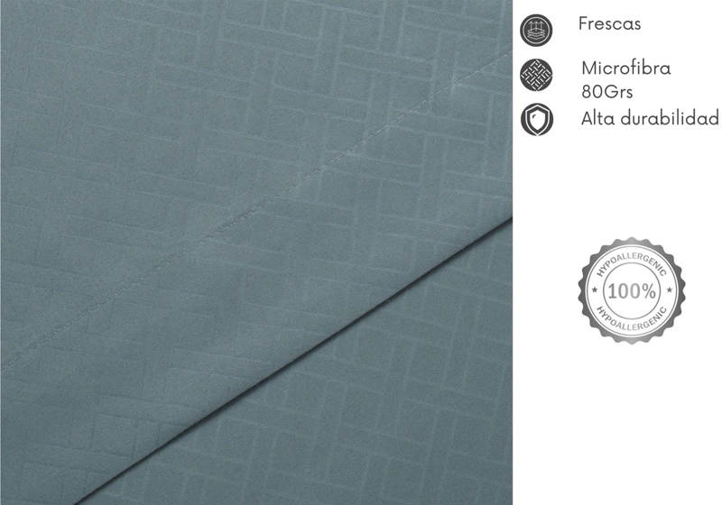 JUEGO DE SABANAS KEYHOME 2 PLAZAS EMBOSSE MICROFIBRA COLOR GRIS - 2