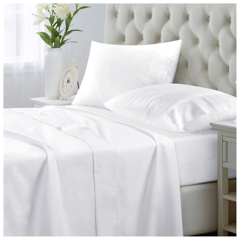 JUEGO DE SABANAS KEYHOME 2 PLAZAS 144 HILOS COLOR BLANCO - 1