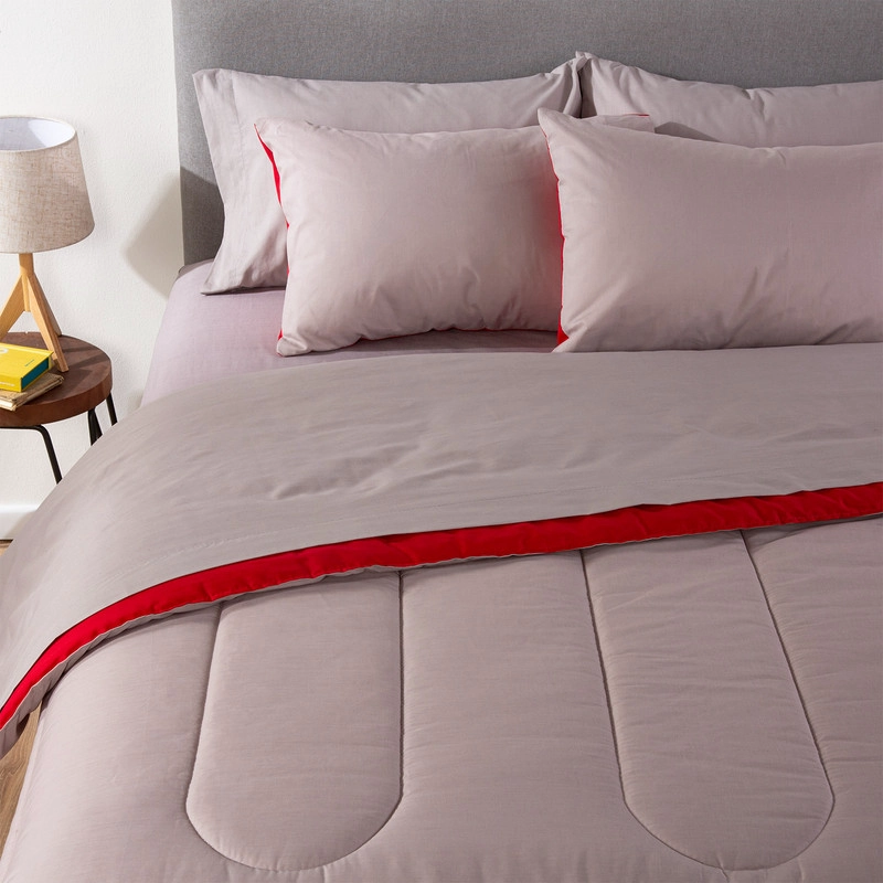 PLUMON BICOLOR KEYHOME ROJO GRIS 1.5 PLAZAS - 2