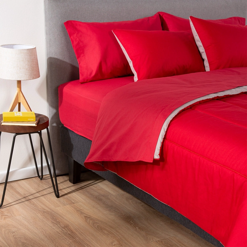PLUMON BICOLOR KEYHOME ROJO GRIS 1.5 PLAZAS - 4