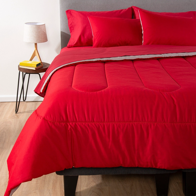 PLUMON BICOLOR KEYHOME ROJO GRIS 2 PLAZAS - 5