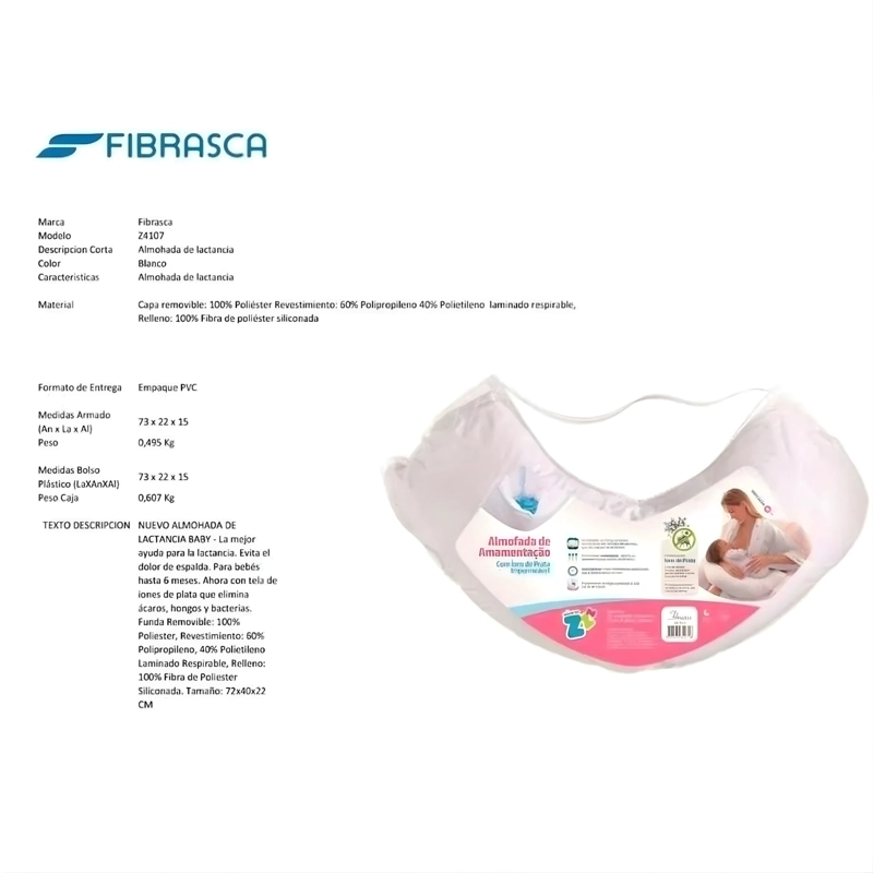 ALMOHADA DE LACTANCIA IMPERMEABLE 73X22X15 CM - 4