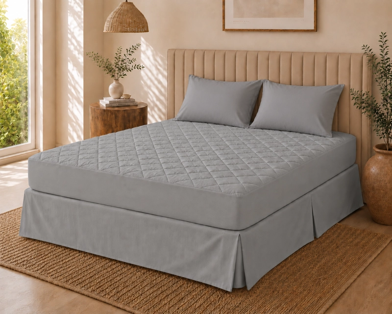 COMBO 2 ALMOHADAS + CUBRECOLCHON + FALDON TAMAÑO: 1PLAZA - 1