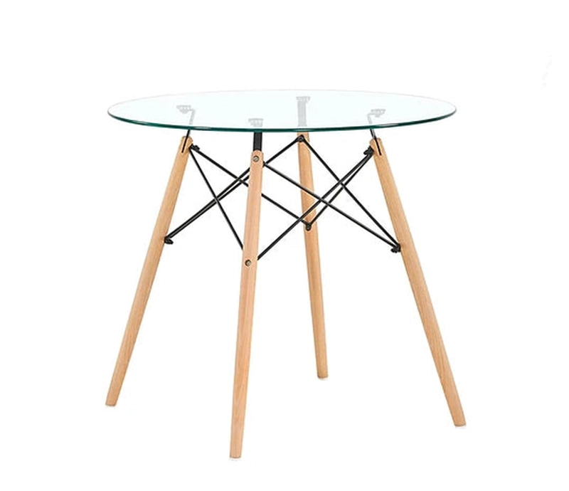 MESA PANDALINO VIDRIO REDONDA ELIDA 80CM DISEÑO CLÁSICO Y RESISTENTE - 1