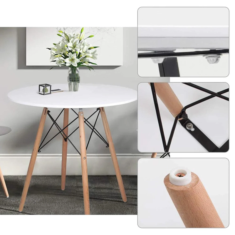 COMEDOR MESA REDONDA ESTELA BLANCA 80CM + 4 SILLAS TULIP BLANCO - 5