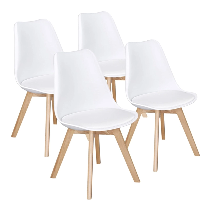 COMEDOR MESA REDONDA ESTELA BLANCA 80CM + 4 SILLAS TULIP BLANCO - 6