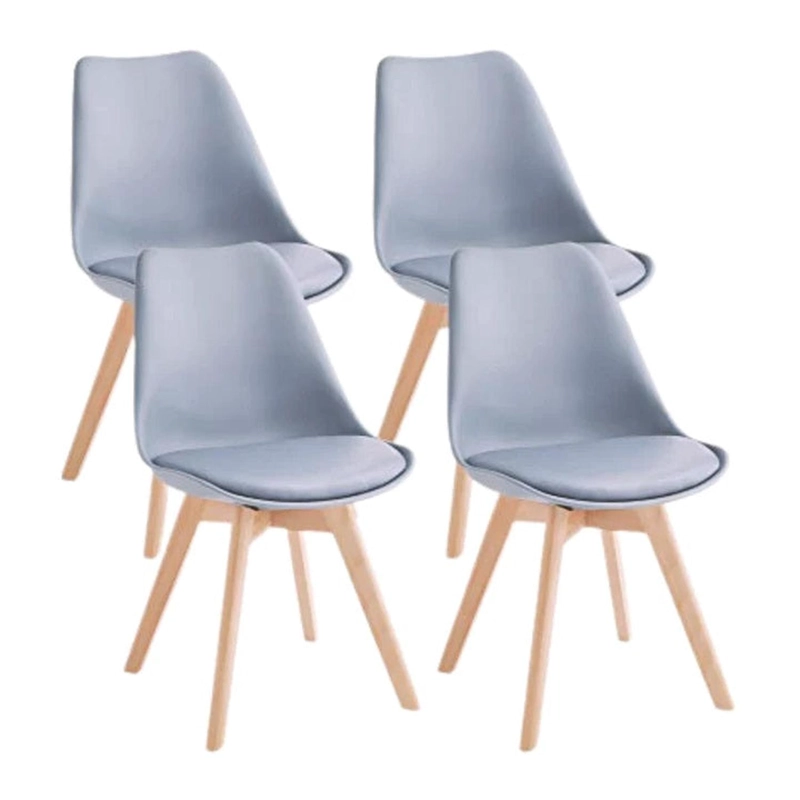 COMEDOR MESA RECTANGULAR VITREO 120X80 + 4 SILLAS TULIP GRIS - 6