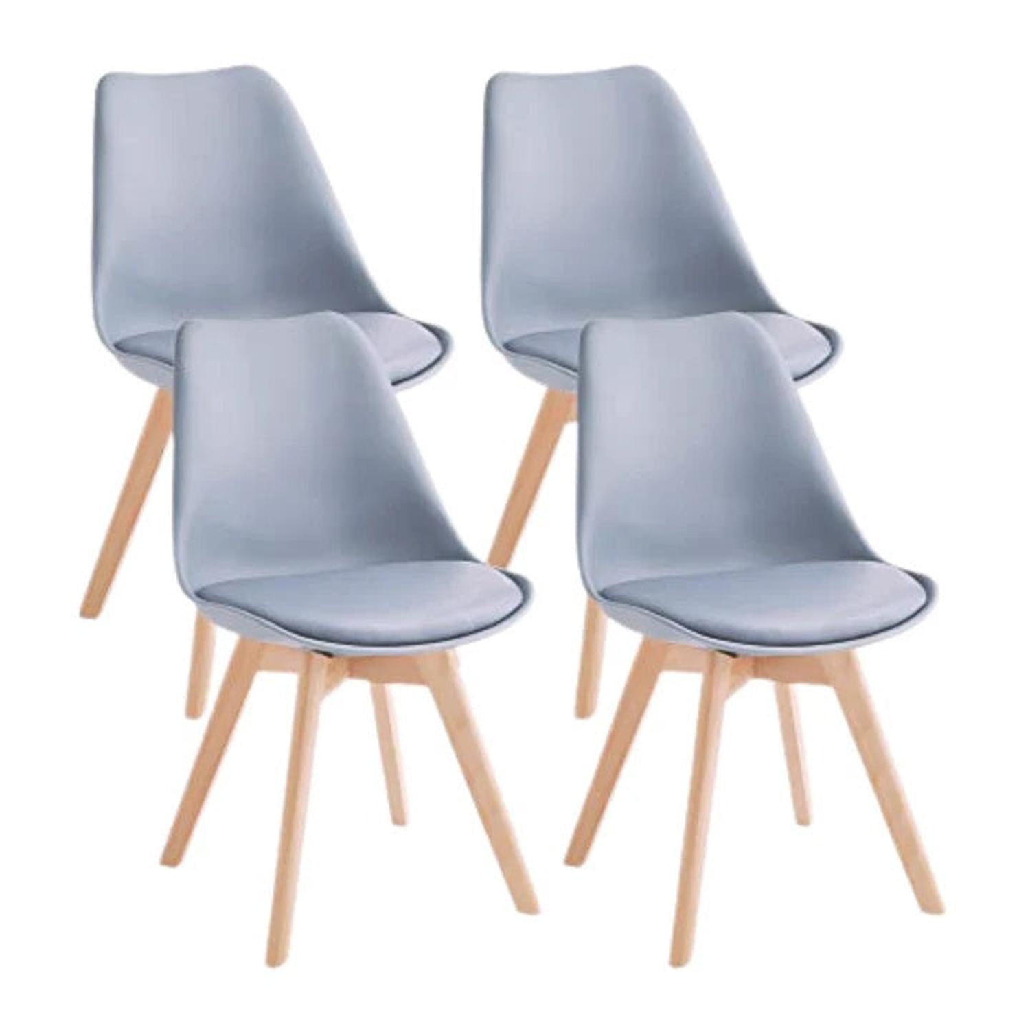 COMEDOR MESA RECTANGULAR VITREO 120X80 + 4 SILLAS TULIP GRIS - 6