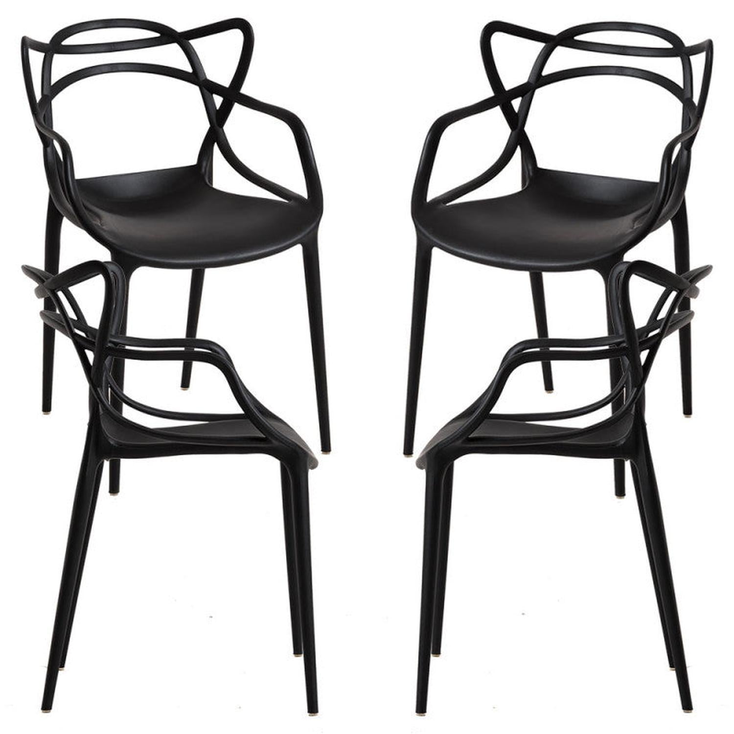 PACK PANDALINO NEGRO 4 SILLAS NEGRAS MASTERS IDEAL TERRAZA Y INTERIOR - 1