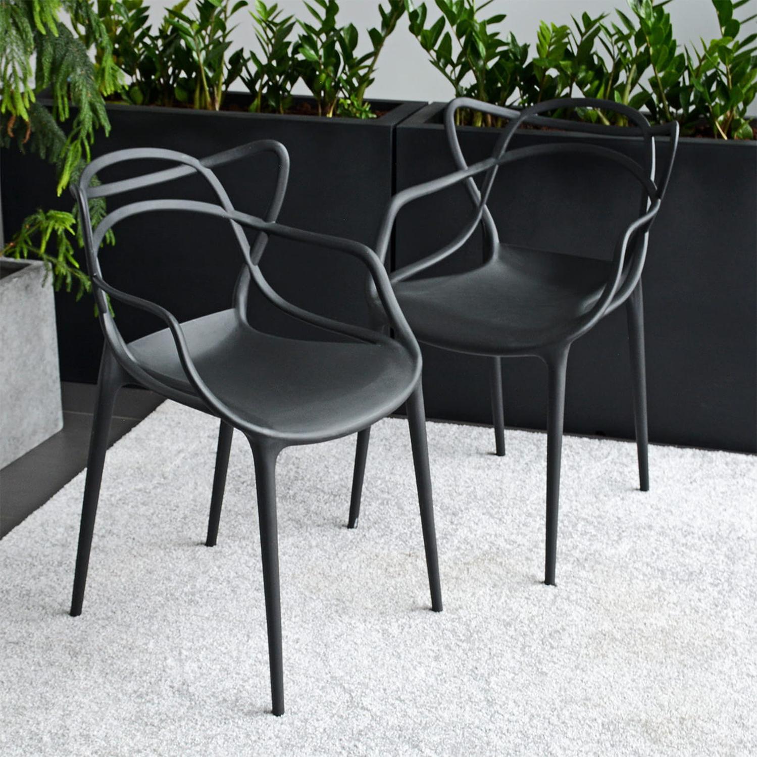 PACK PANDALINO NEGRO 4 SILLAS NEGRAS MASTERS IDEAL TERRAZA Y INTERIOR - 2