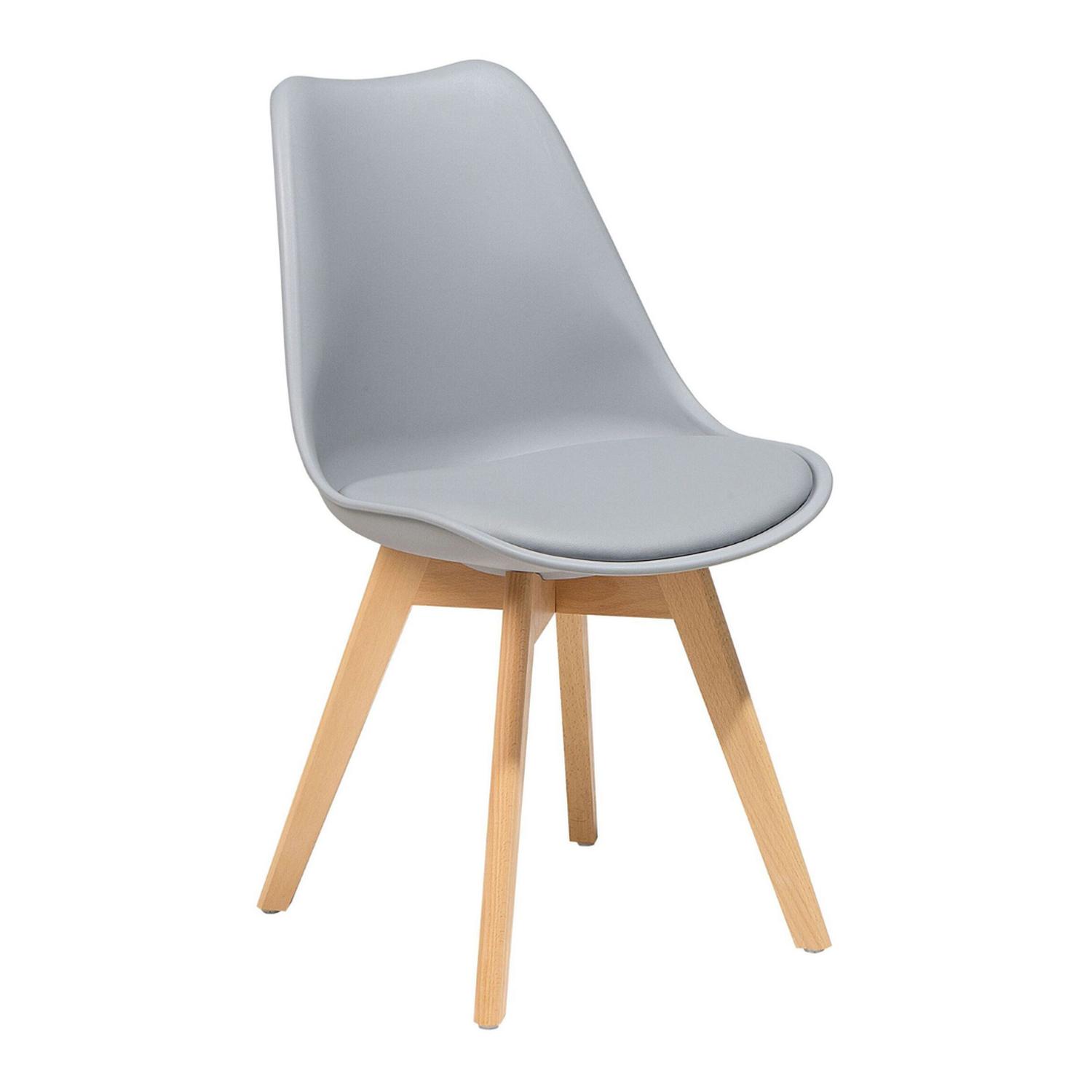 COMEDOR MESA REDONDA ESTELA BLANCA 80CM + 4 SILLAS TULIP GRIS - 4