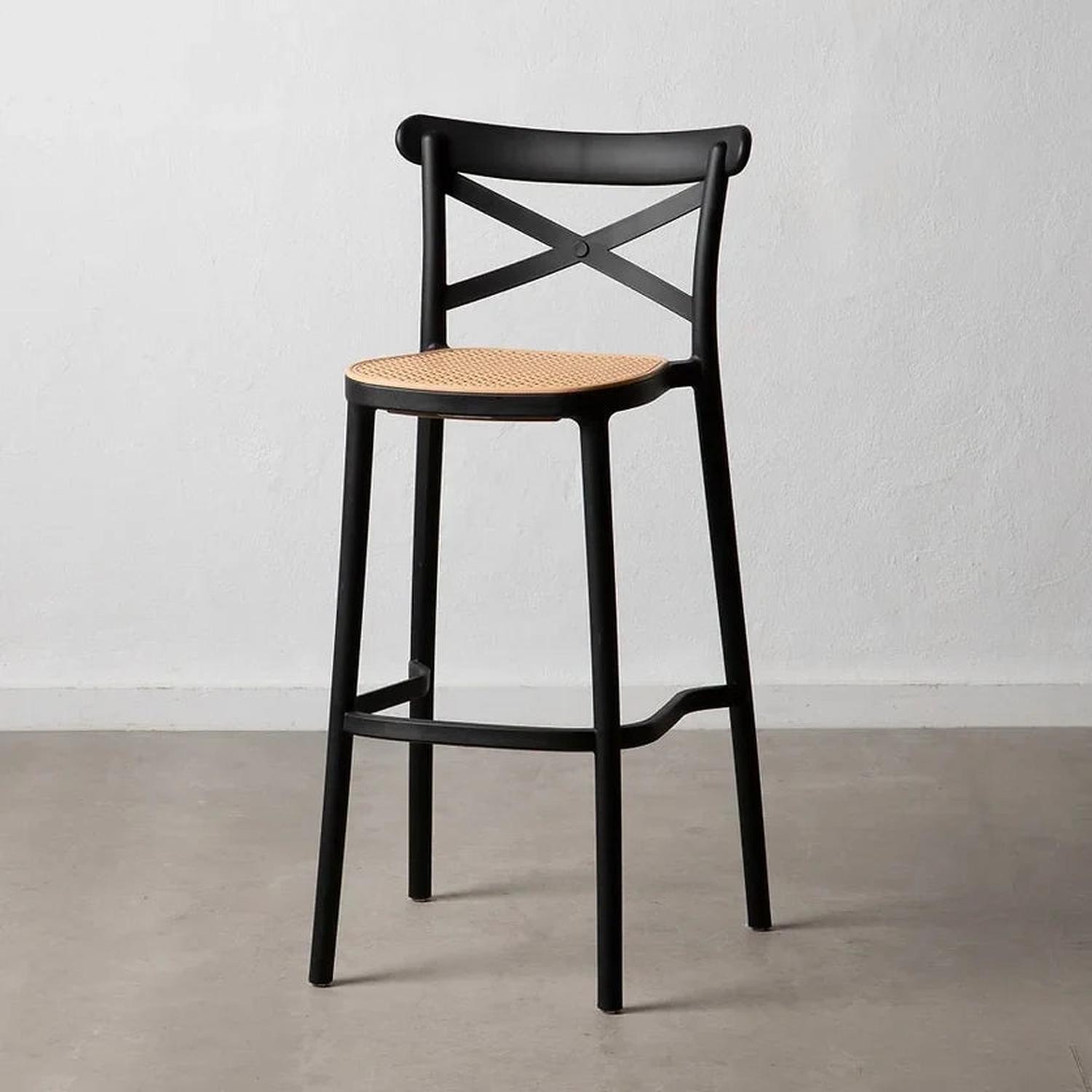 PACK 2 TABURETES BAR VALENTINO NEGRO 65 CM | APILABLE| EXTERIOR - 3