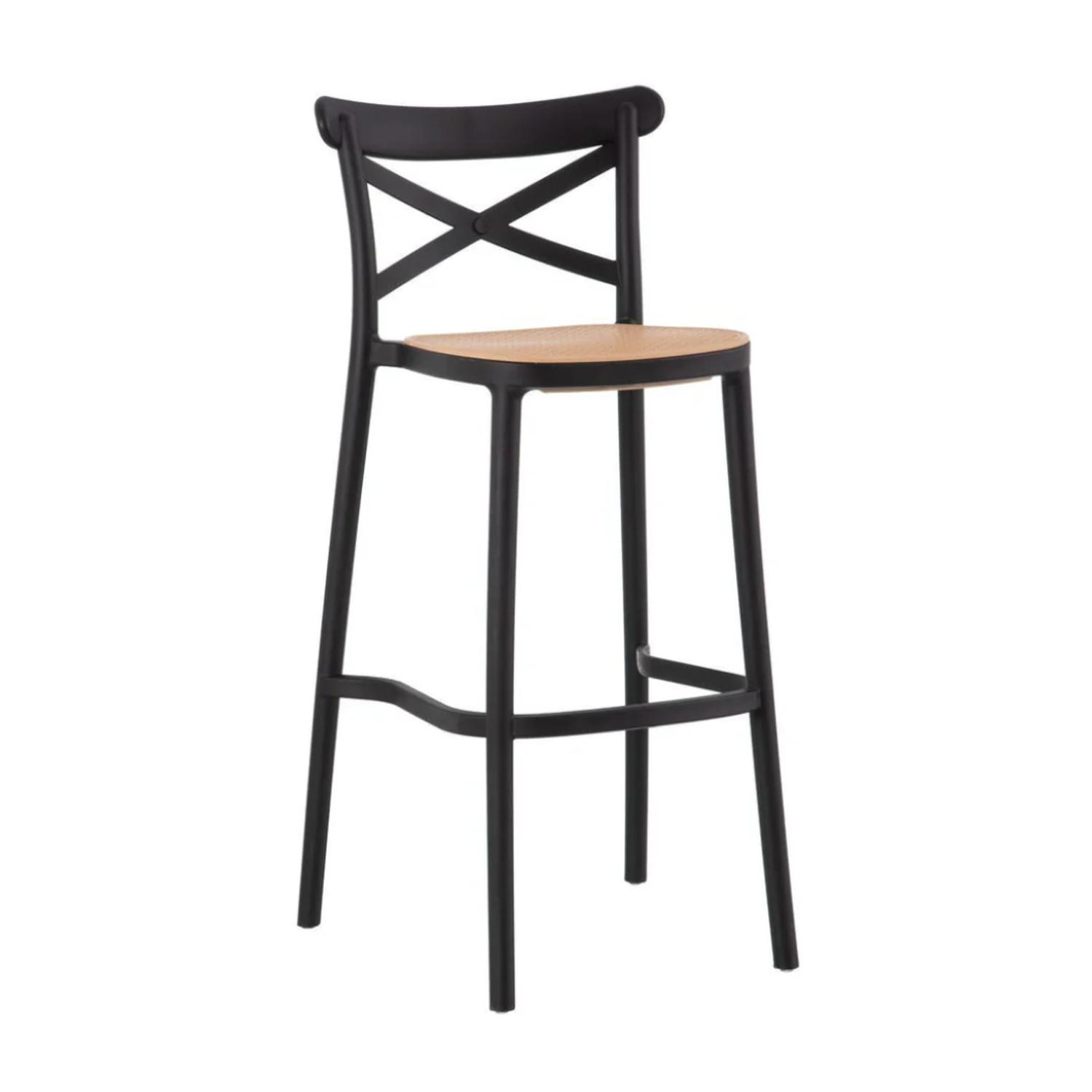 PACK 2 TABURETES BAR VALENTINO NEGRO 65 CM | APILABLE| EXTERIOR - 4