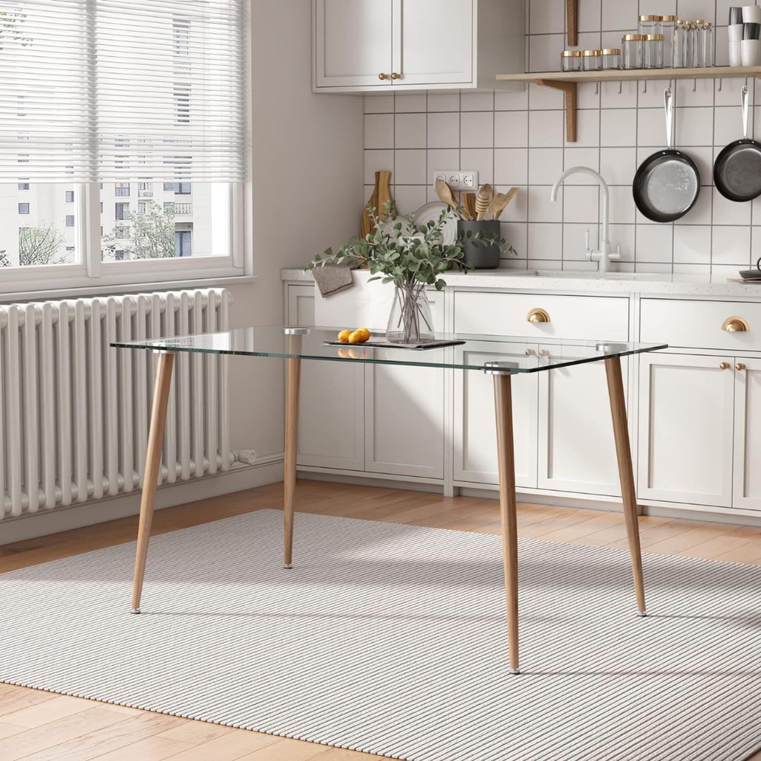 MESA PANDALINO RECTANGULAR VITREO 130X80 VIDRIO TEMPLADO DISEÑO NÓRDICO - 4