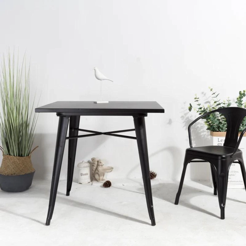 MESA PANDALINO TOLIX CUADRADA NEGRO 80X80CM INDUSTRIAL COMEDOR EXTERIOR - 5