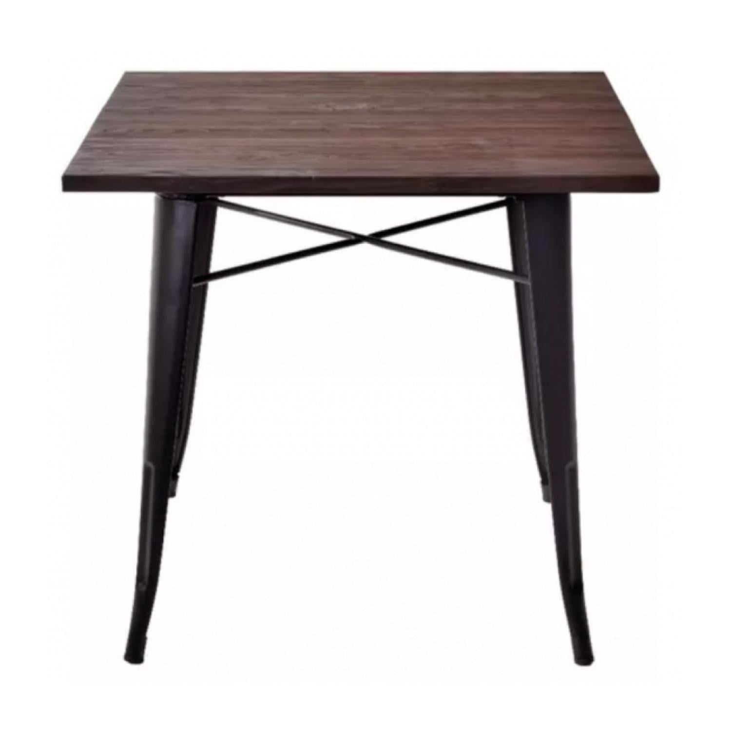 MESA PANDALINO CUADRADA INDUSTRIAL TOLIX 80X80 HOGAR O NEGOCIO ACERO Y MADERA - 1