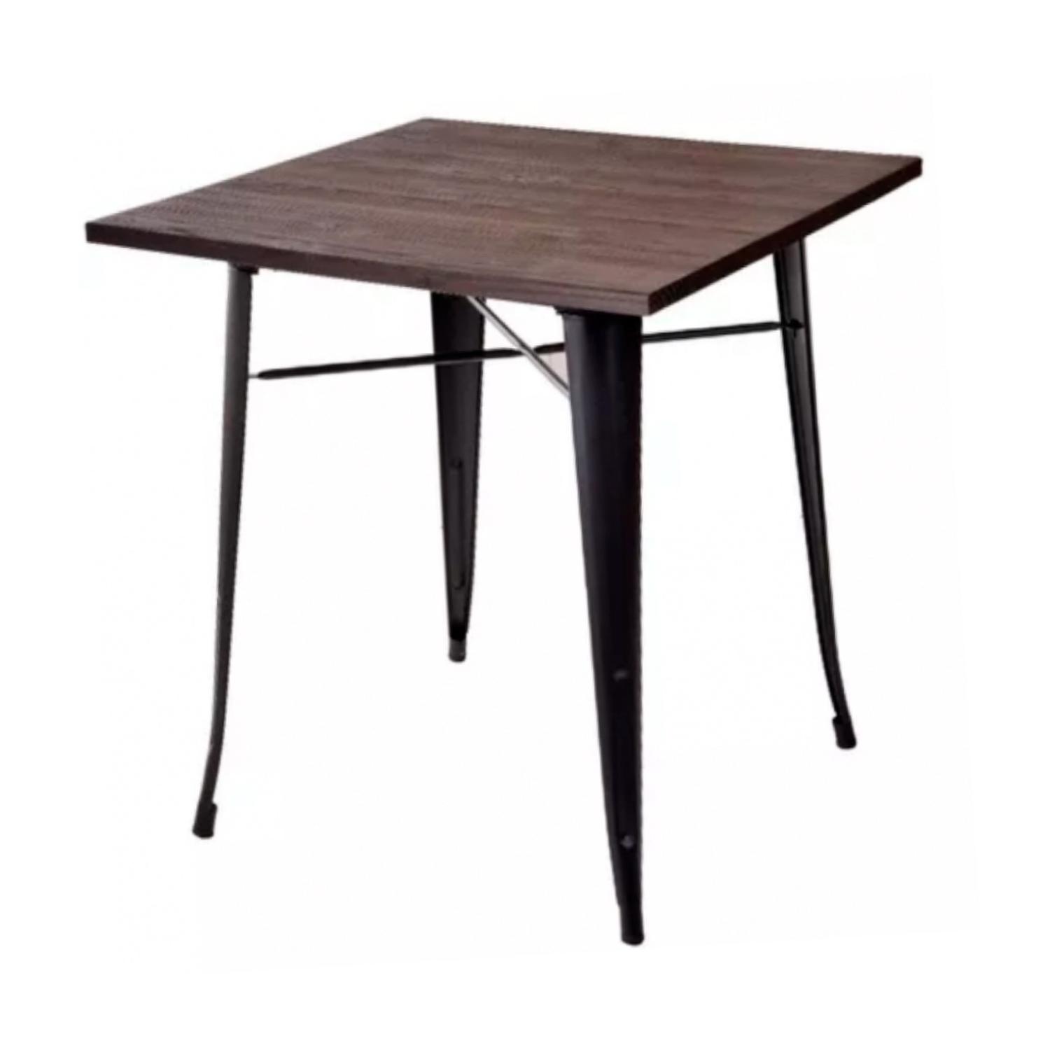 MESA PANDALINO CUADRADA INDUSTRIAL TOLIX 80X80 HOGAR O NEGOCIO ACERO Y MADERA - 2