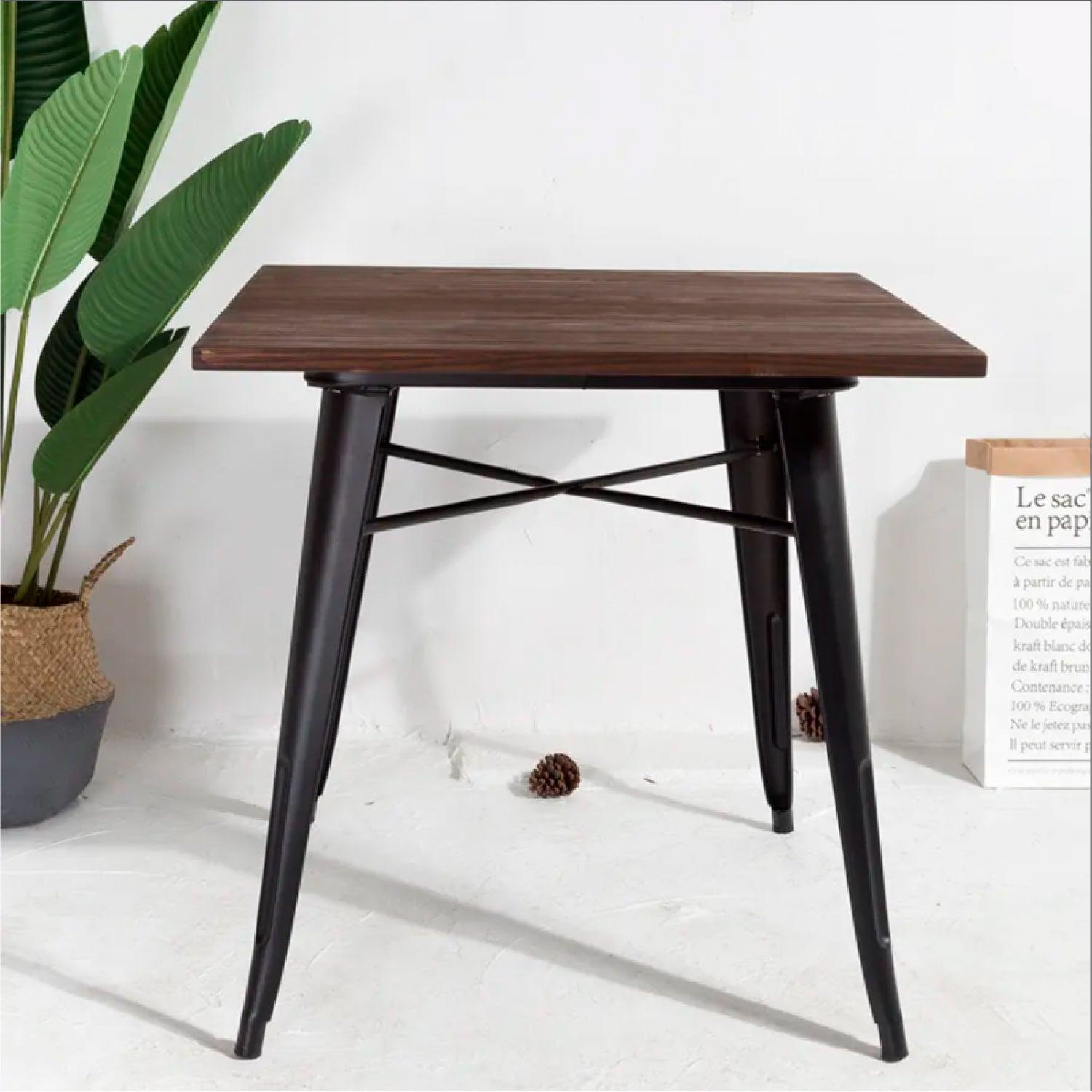 MESA PANDALINO CUADRADA INDUSTRIAL TOLIX 80X80 HOGAR O NEGOCIO ACERO Y MADERA - 4