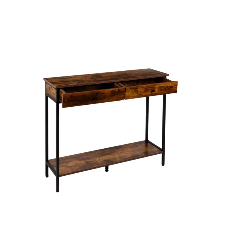 ARRIMO PANDALINO BETANIA 2 CAJONES MADERA NATURAL DISEÑO COMPACTO METAL - 2