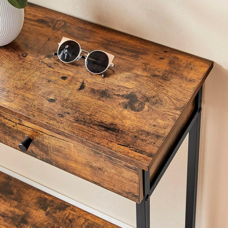 ARRIMO PANDALINO BETANIA 2 CAJONES MADERA NATURAL DISEÑO COMPACTO METAL - 9