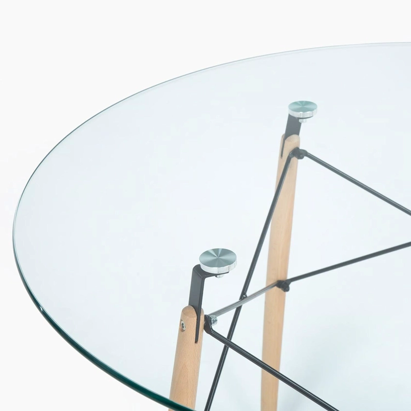 MESA PANDALINO VIDRIO REDONDA ELIDA 120CM DISEÑO CLÁSICO Y RESISTENTE - 2