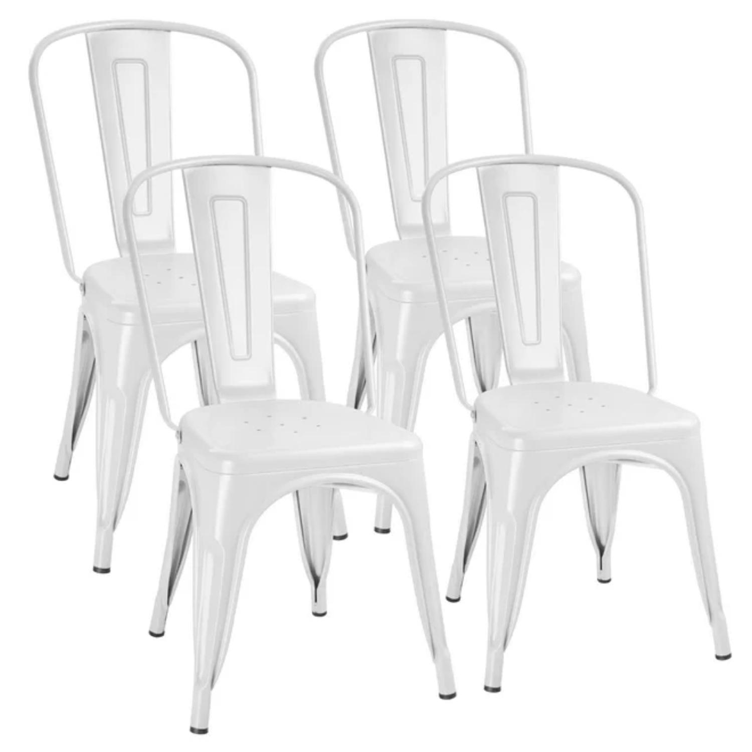 PACK PANDALINO BLANCO 4 SILLAS TOLIX ACERO BLANCA RESISTENTE EXTERIOR E INTERIOR - 1