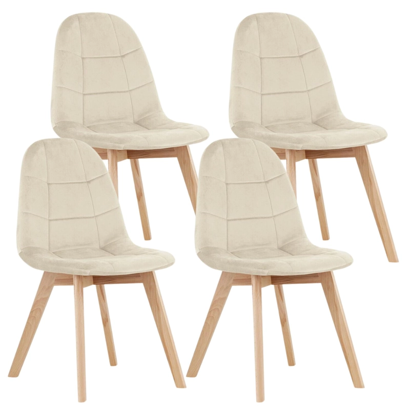PACK PANDALINO FELPA BEIGE 4 SILLAS VORAK DISEÑO ELEGANTE Y CÓMODO TU HOGAR - 1