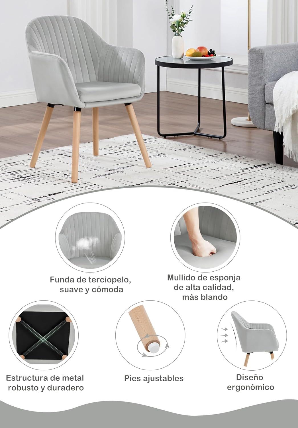 PACK PANDALINO FELPA GRIS 2 BUTACAS SITIALES ALMER VELVET SALA DORMITORIO U OFICINA - 7