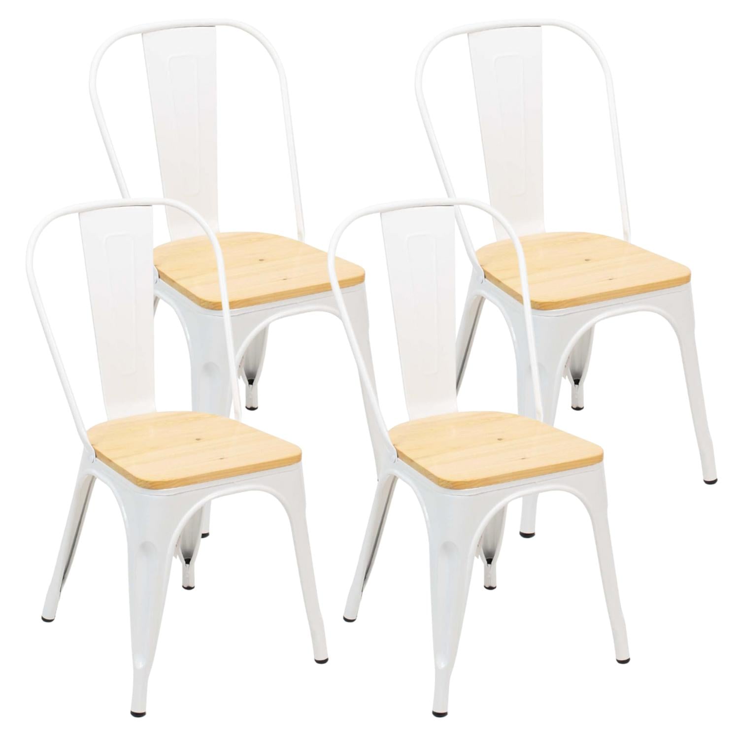 PACK PANDALINO BLANCO 4 SILLAS TOLIX BLANCAS METAL Y MADERA RESISTENCIA AL EXTERIOR - 1