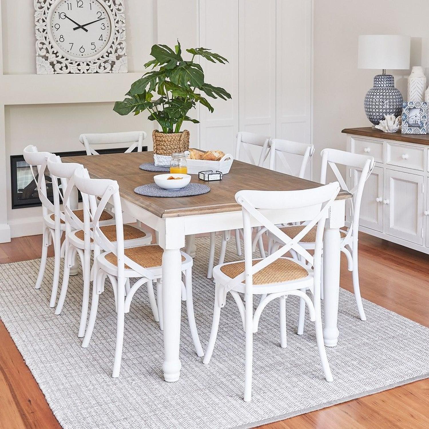 PACK 4 SILLA CROSSBACK BLANCA | MADERA RATAN | DISEÑO CLASICO - 4