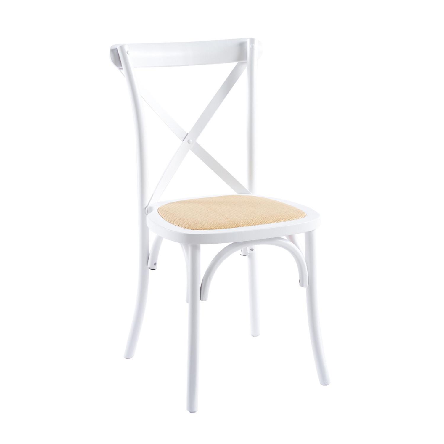 PACK 4 SILLA CROSSBACK BLANCA | MADERA RATAN | DISEÑO CLASICO - 5