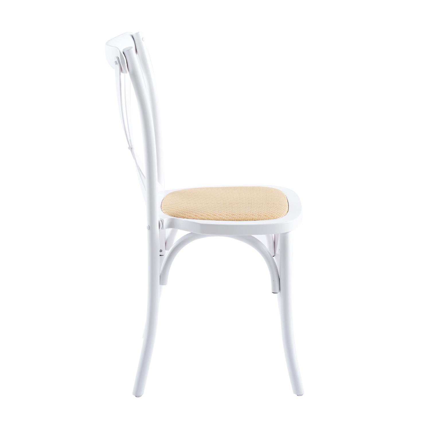 PACK 4 SILLA CROSSBACK BLANCA | MADERA RATAN | DISEÑO CLASICO - 6