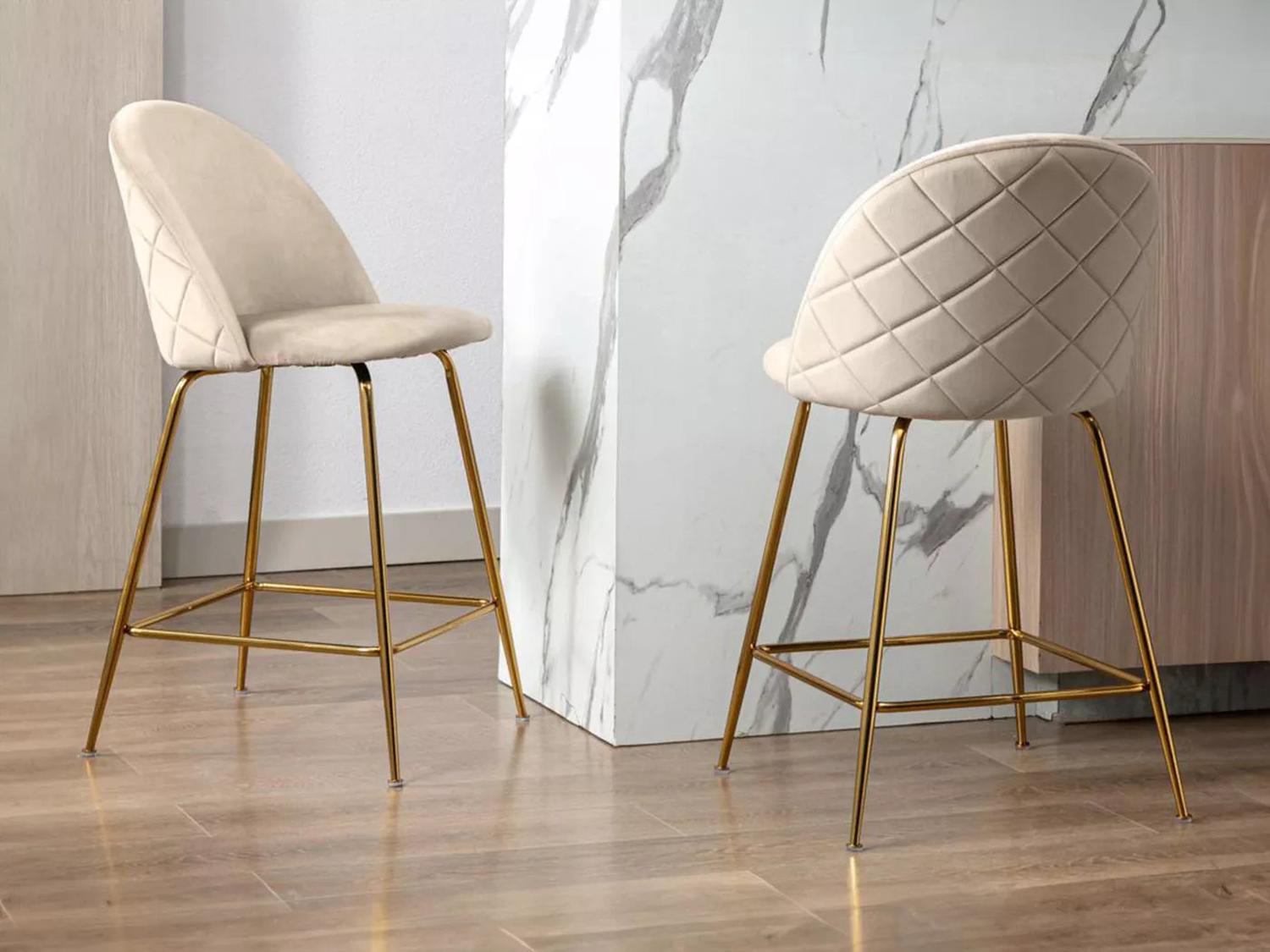 PACK PANDALINO FELPA BEIGE 2 TABURETES MAYA VELVET 66 CM ESTILO ELEGANTE Y CÓMODO - 4