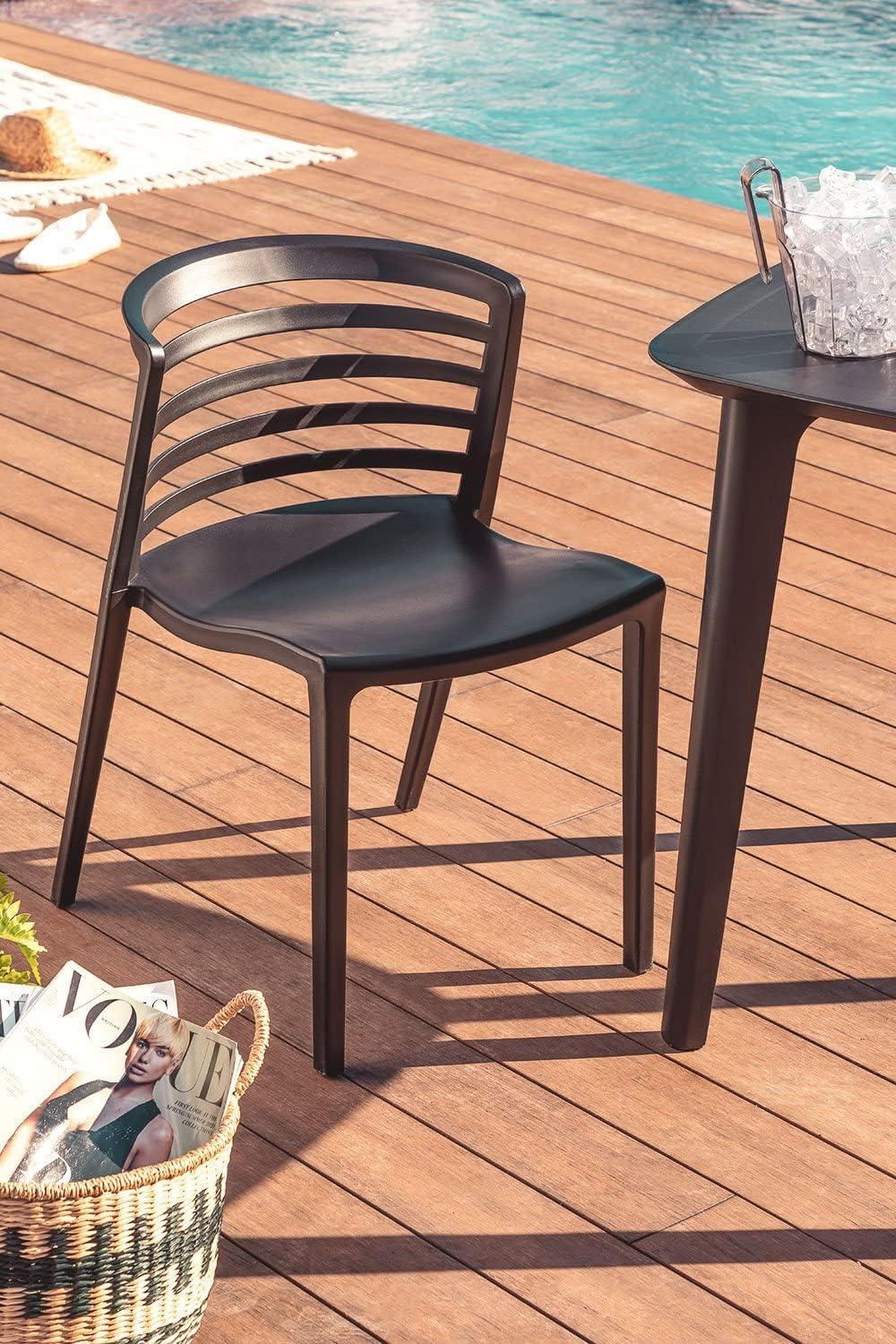 PACK PANDALINO NEGRO 4 SILLAS ALPES NEGRAS RESISTENTE INTERIOR Y EXTERIOR - 2