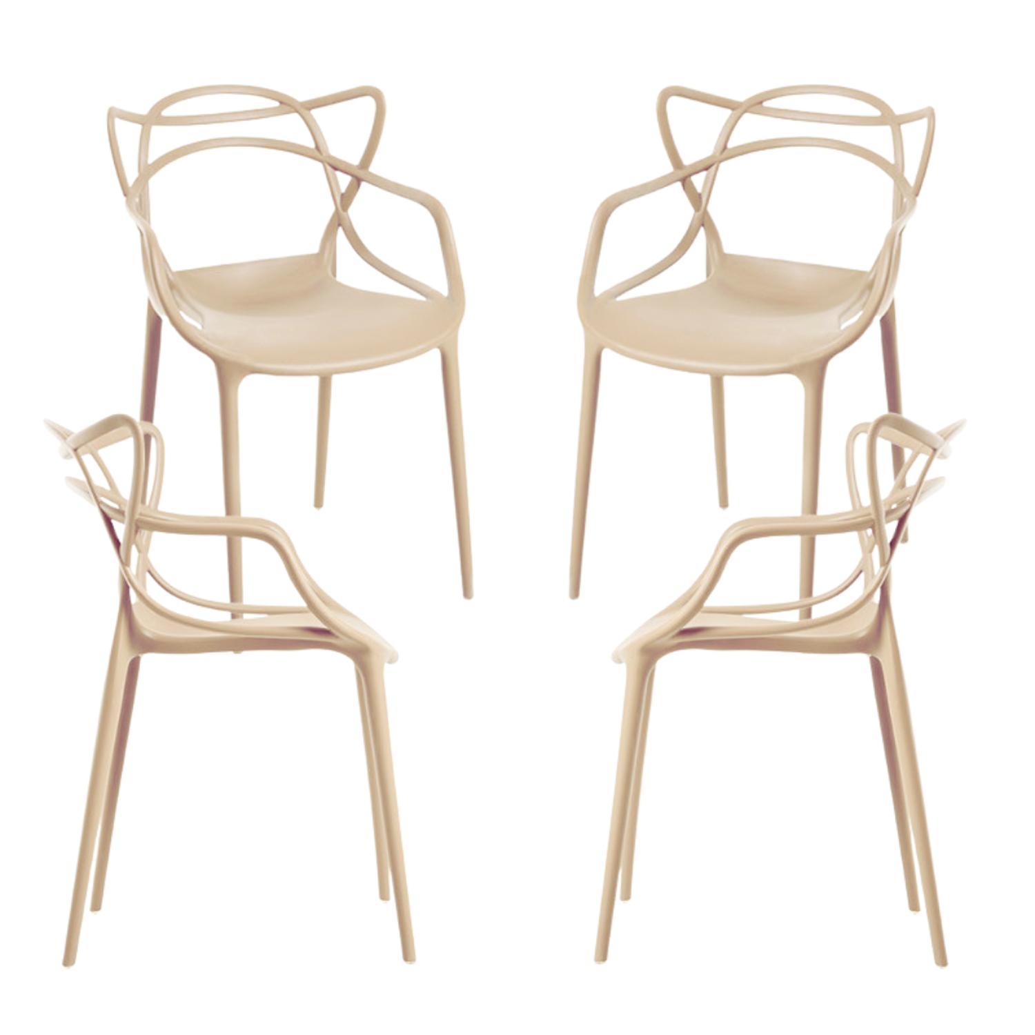PACK 4 SILLAS BEIGE MASTERS | IDEAL TERRAZA Y INTERIOR - 1