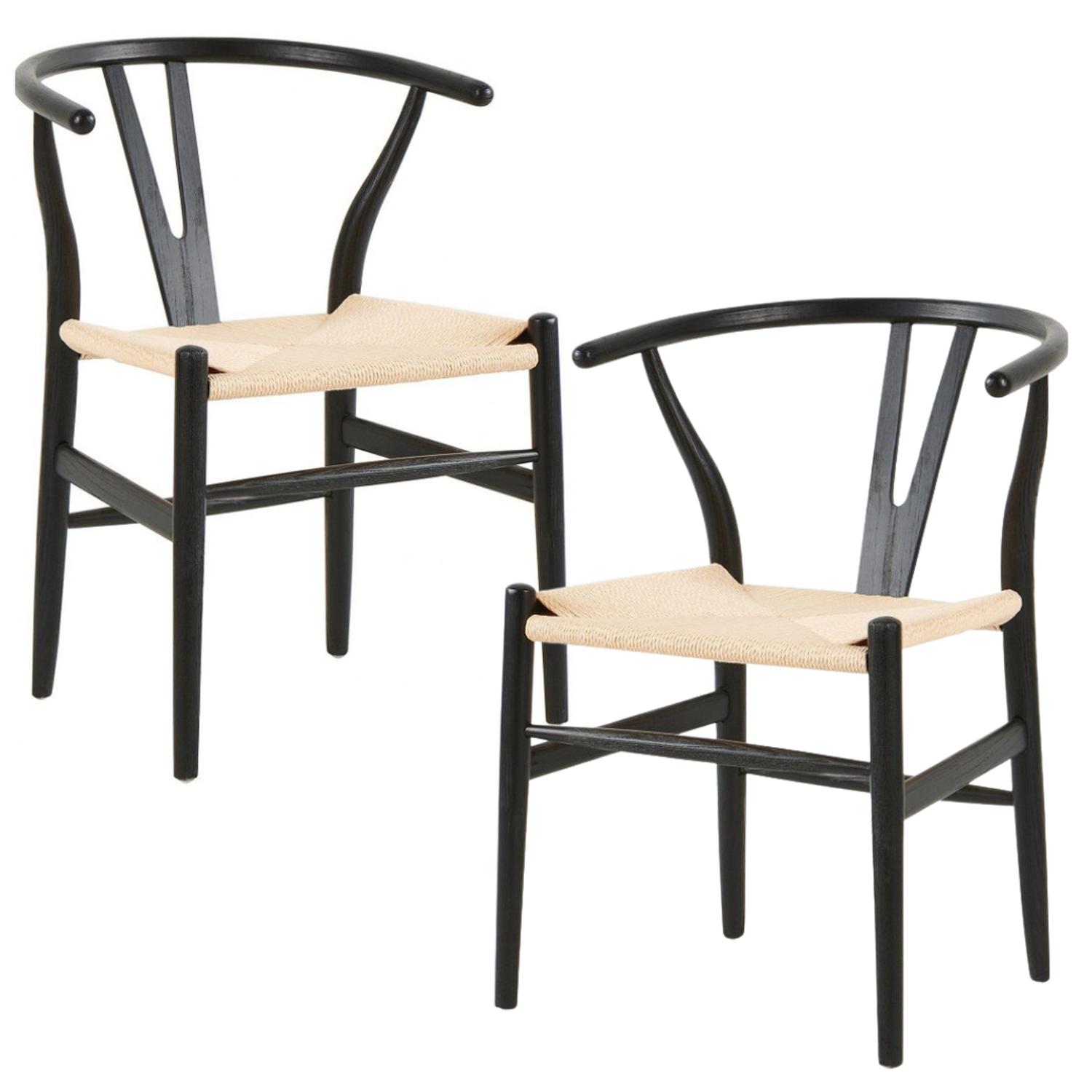 PACK PANDALINO CAFE 2 SILLA WISHBONE NÓRDICA MADERA NATURAL & NEGRO - 1