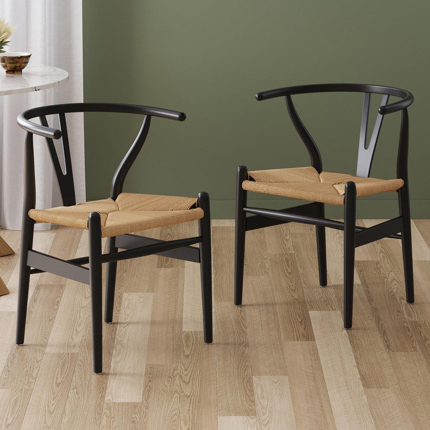 PACK PANDALINO CAFE 2 SILLA WISHBONE NÓRDICA MADERA NATURAL & NEGRO - 2