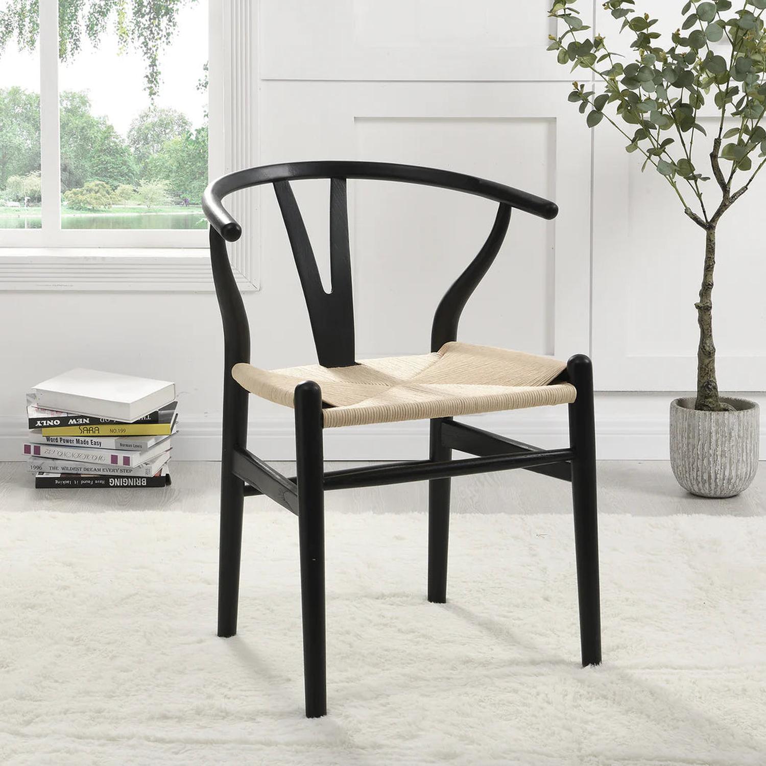 PACK PANDALINO CAFE 2 SILLA WISHBONE NÓRDICA MADERA NATURAL & NEGRO - 3