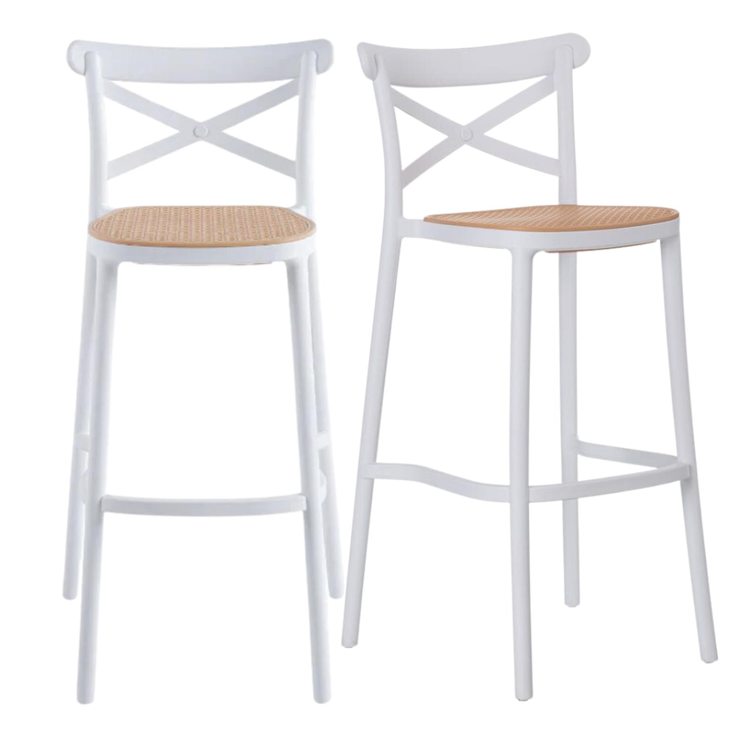 PACK 2 TABURETES BAR & TERRAZA VALENTINO 75 CM | BLANCO | EXTERIOR - 1