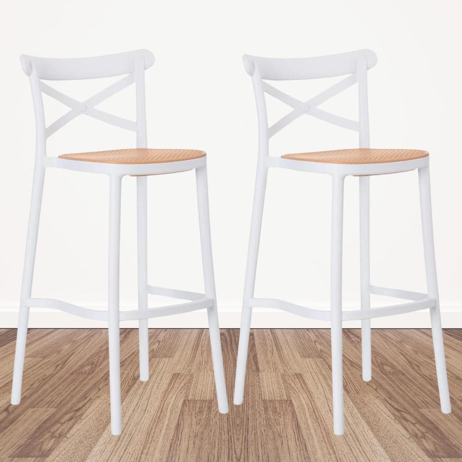PACK 2 TABURETES BAR & TERRAZA VALENTINO 75 CM | BLANCO | EXTERIOR - 4