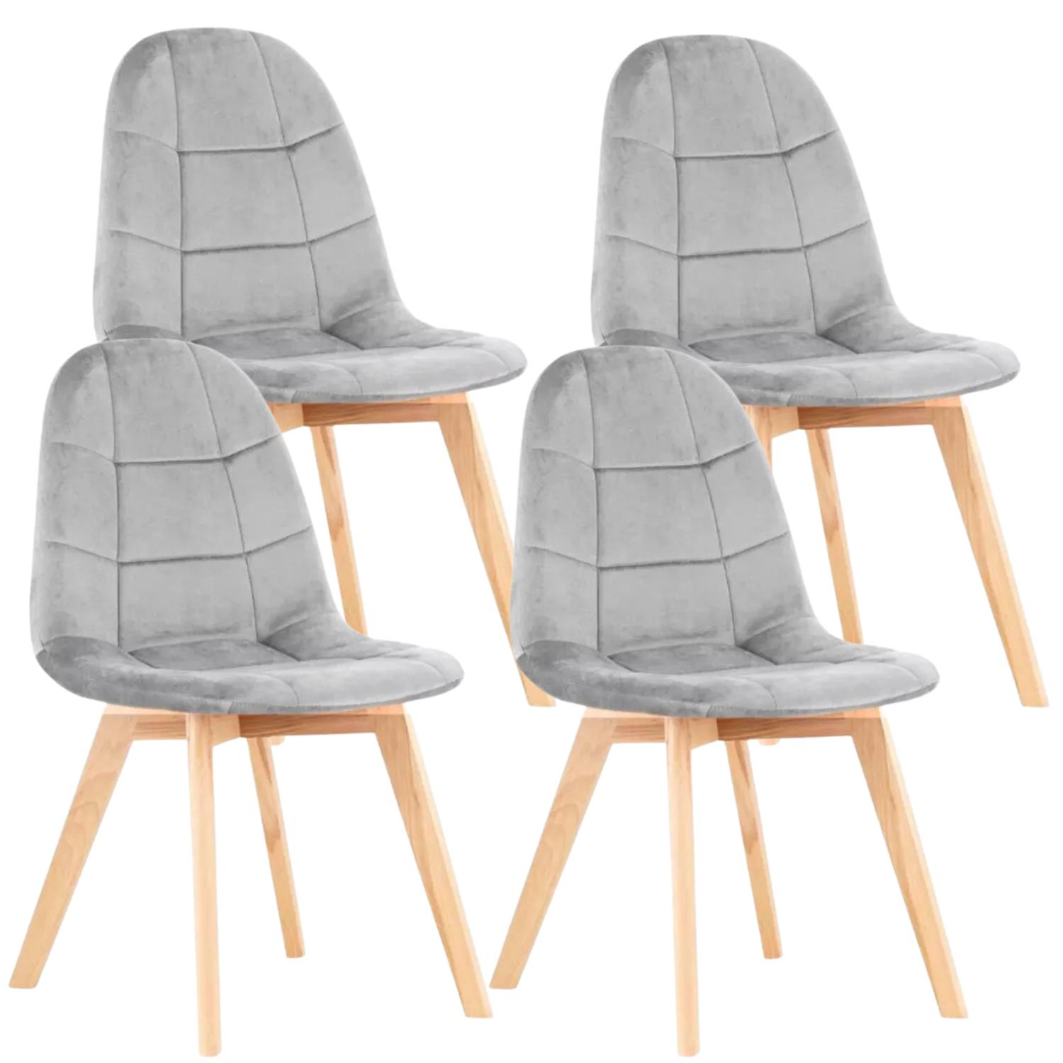 PACK PANDALINO FELPA GRIS 4 SILLAS VORAK DISEÑO ELEGANTE Y CÓMODO TU HOGAR - 1