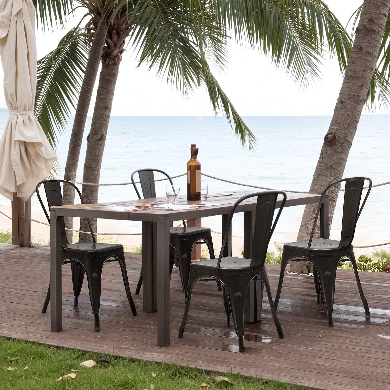 PACK PANDALINO NEGRO 4 SILLAS TOLIX ACERO NEGRAS RESISTENTE EXTERIOR E INTERIOR - 4