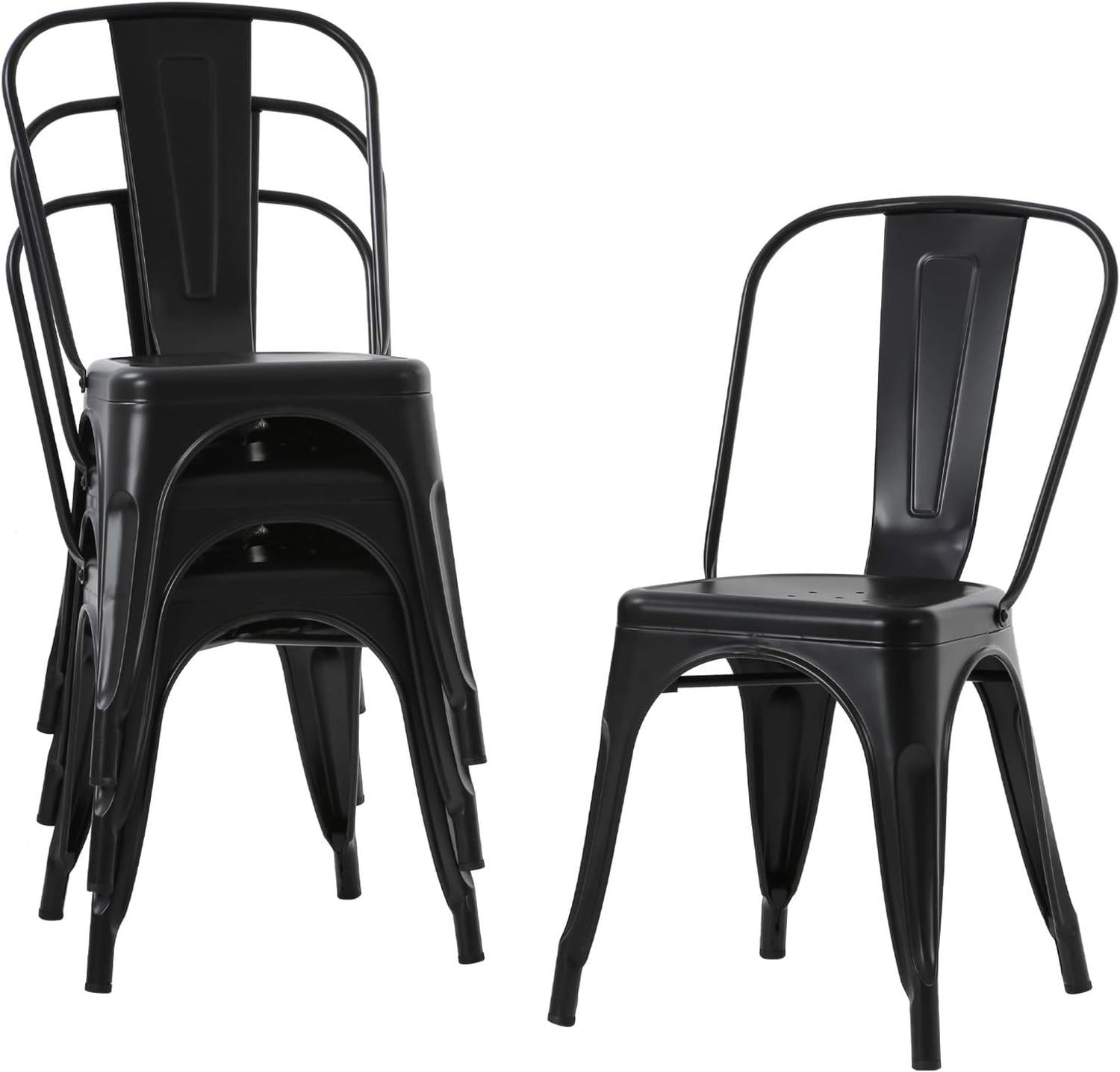PACK PANDALINO NEGRO 4 SILLAS TOLIX ACERO NEGRAS RESISTENTE EXTERIOR E INTERIOR - 5