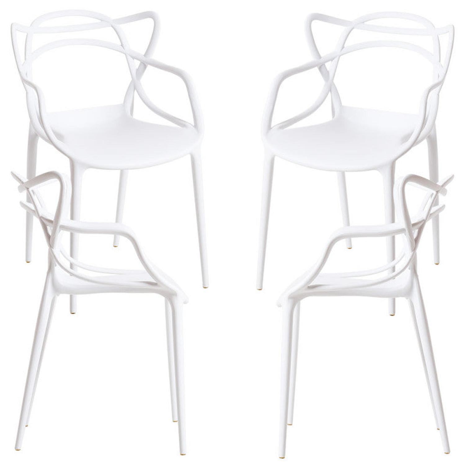 PACK PANDALINO BLANCO 4 SILLAS BLANCAS MASTERS IDEAL TERRAZA Y INTERIOR - 1