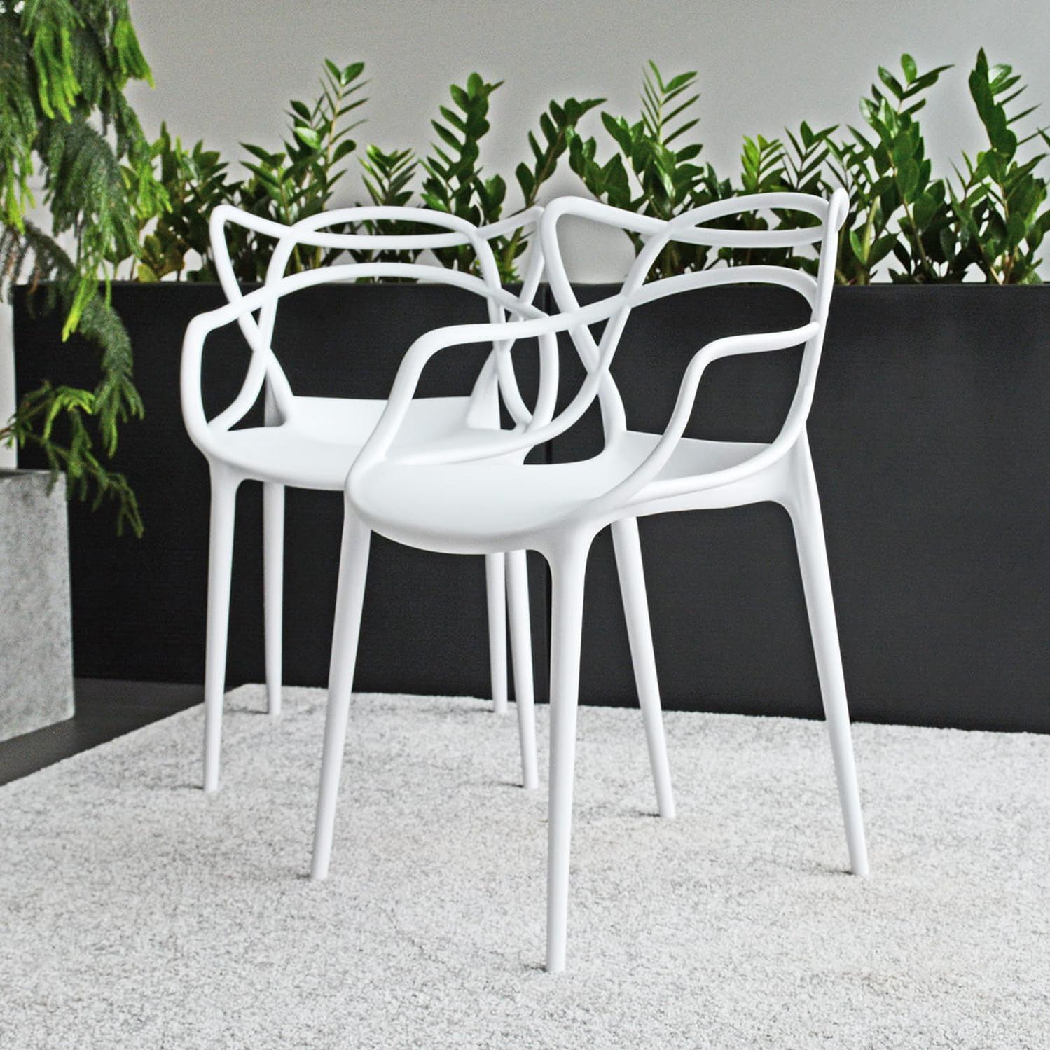 PACK PANDALINO BLANCO 4 SILLAS BLANCAS MASTERS IDEAL TERRAZA Y INTERIOR - 2