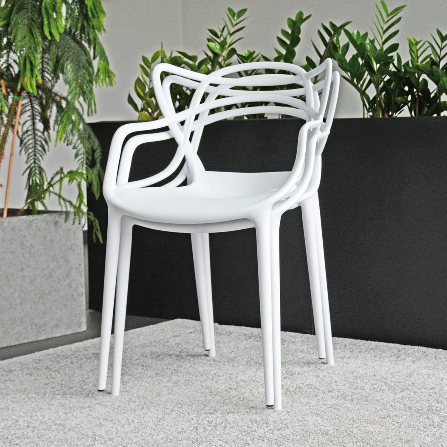 PACK PANDALINO BLANCO 4 SILLAS BLANCAS MASTERS IDEAL TERRAZA Y INTERIOR - 3