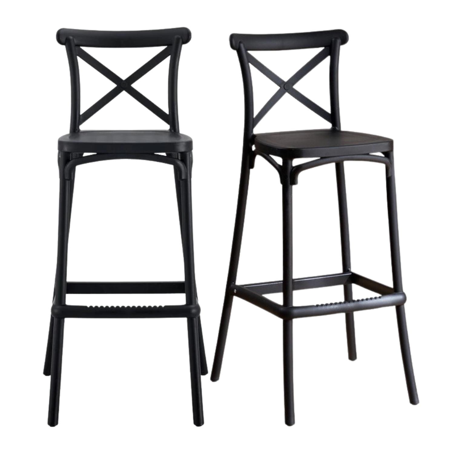 PACK 2 TABURETES CROSSBACK NEGRO 65 CM| DISEÑO MODERNO Y COMODO - 1
