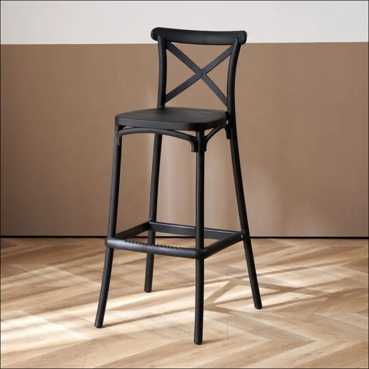 PACK 2 TABURETES CROSSBACK NEGRO 65 CM| DISEÑO MODERNO Y COMODO - 2