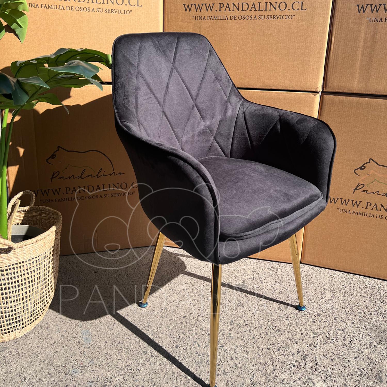 PACK PANDALINO FELPA NEGRO 2 SILLÓN SITIAL DIAMANTE TERCIOPELO MODERNO Y CÓMODO - 3