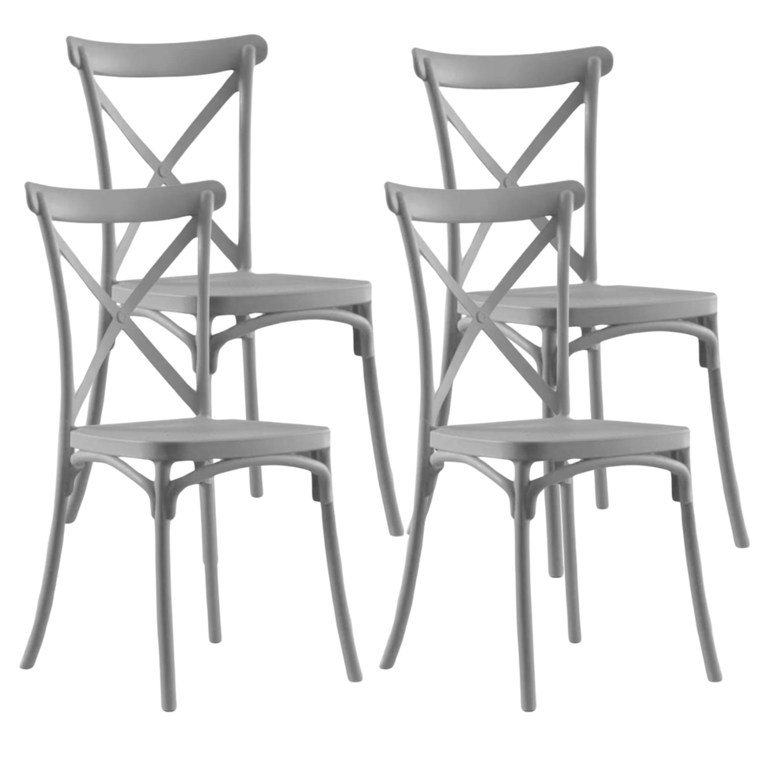 PACK PANDALINO GRIS 4 SILLA CROSSBACK IDEAL TERRAZA Y INTERIOR - 1